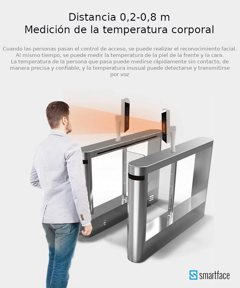 Reconocimiento biométrico facial con medición de temperatura